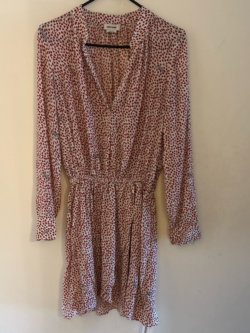 Zadig and Voltaire Rinka Crush Heart-Print Mini Dress - Size Small